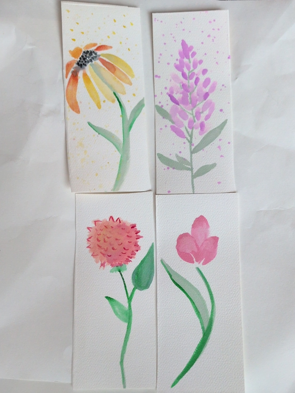 3 For $10 Watercolor Floral Bookmarks Pink, Purple, Orange, Yellow